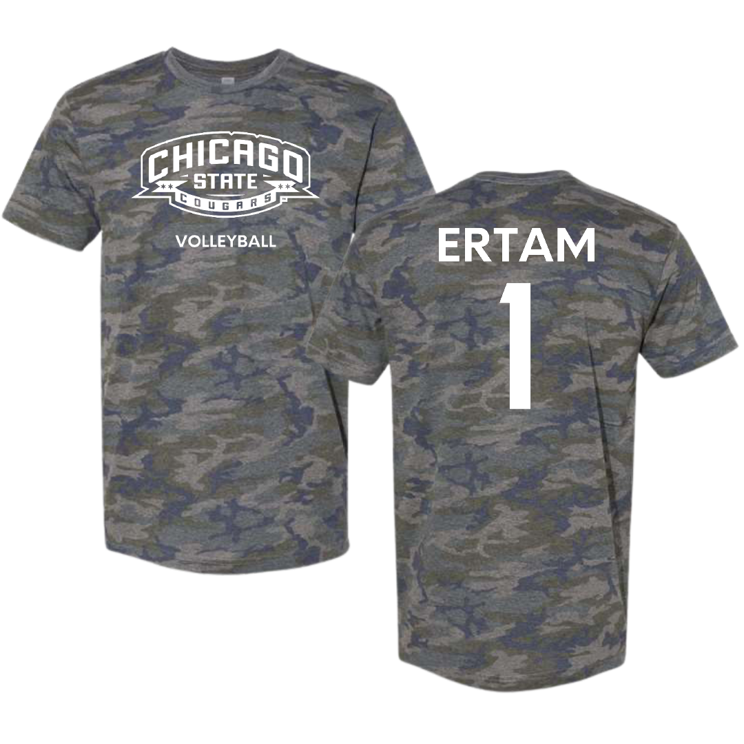 Chicago State University Volleyball (W) Vintage Camo Tee - #1 Zeynep Ertam