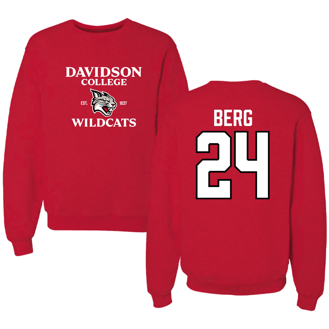 Davidson College Football Red General Crewneck - #24 Brodey Berg
