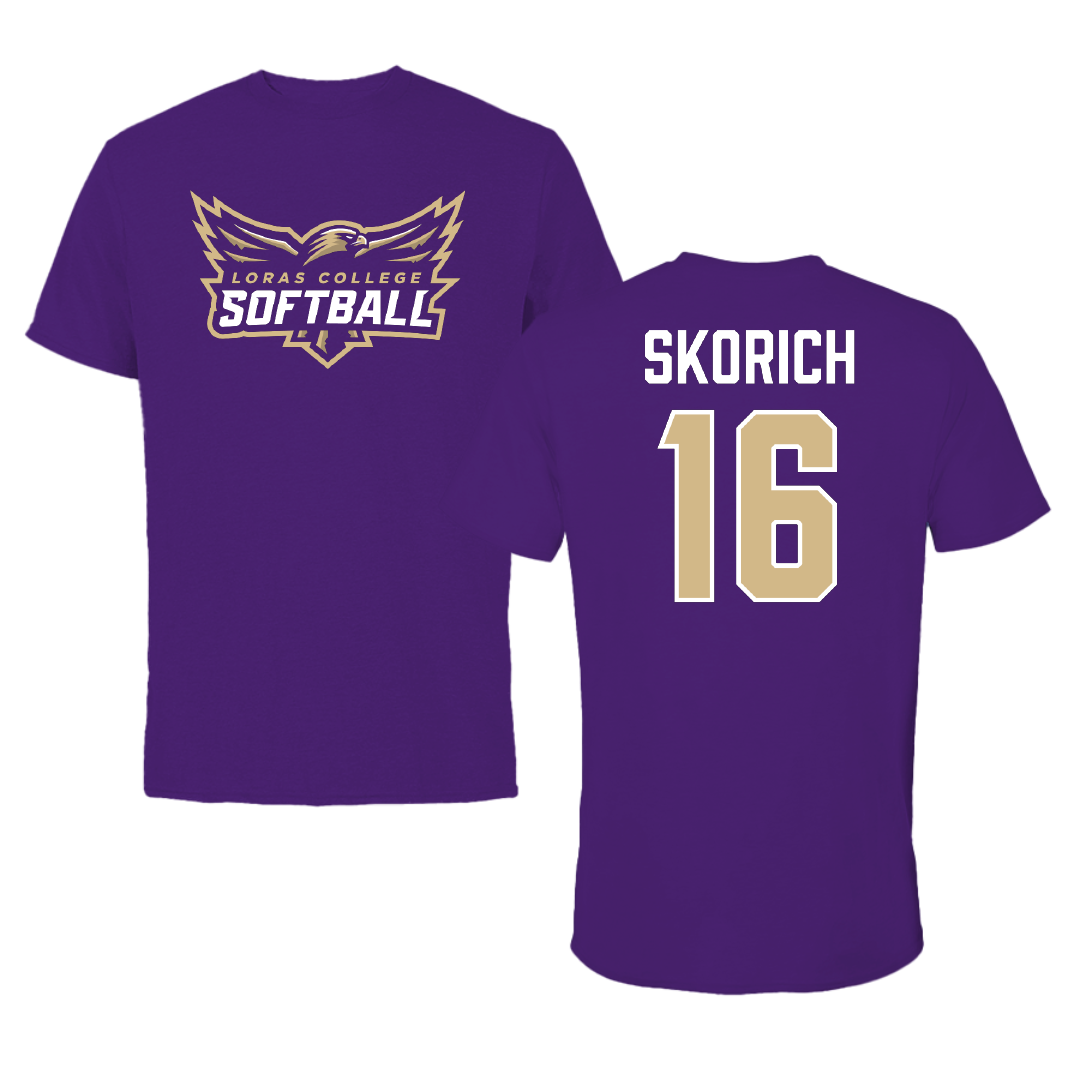 Loras College Softball Purple Softball Performance Tee - #16 Dana Skorich