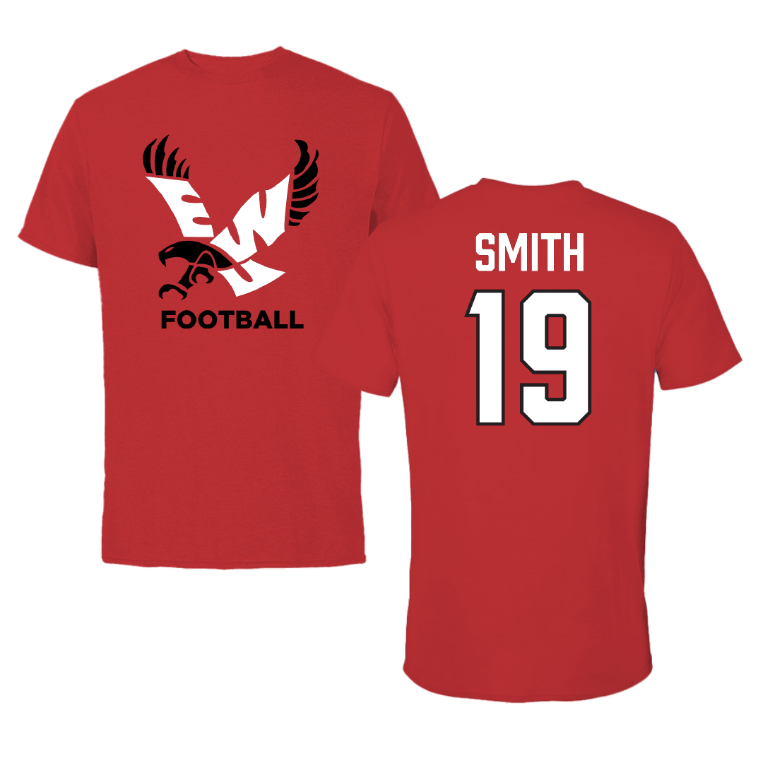 Eastern Washington University Football Red Tee - #19 Bryce Smith