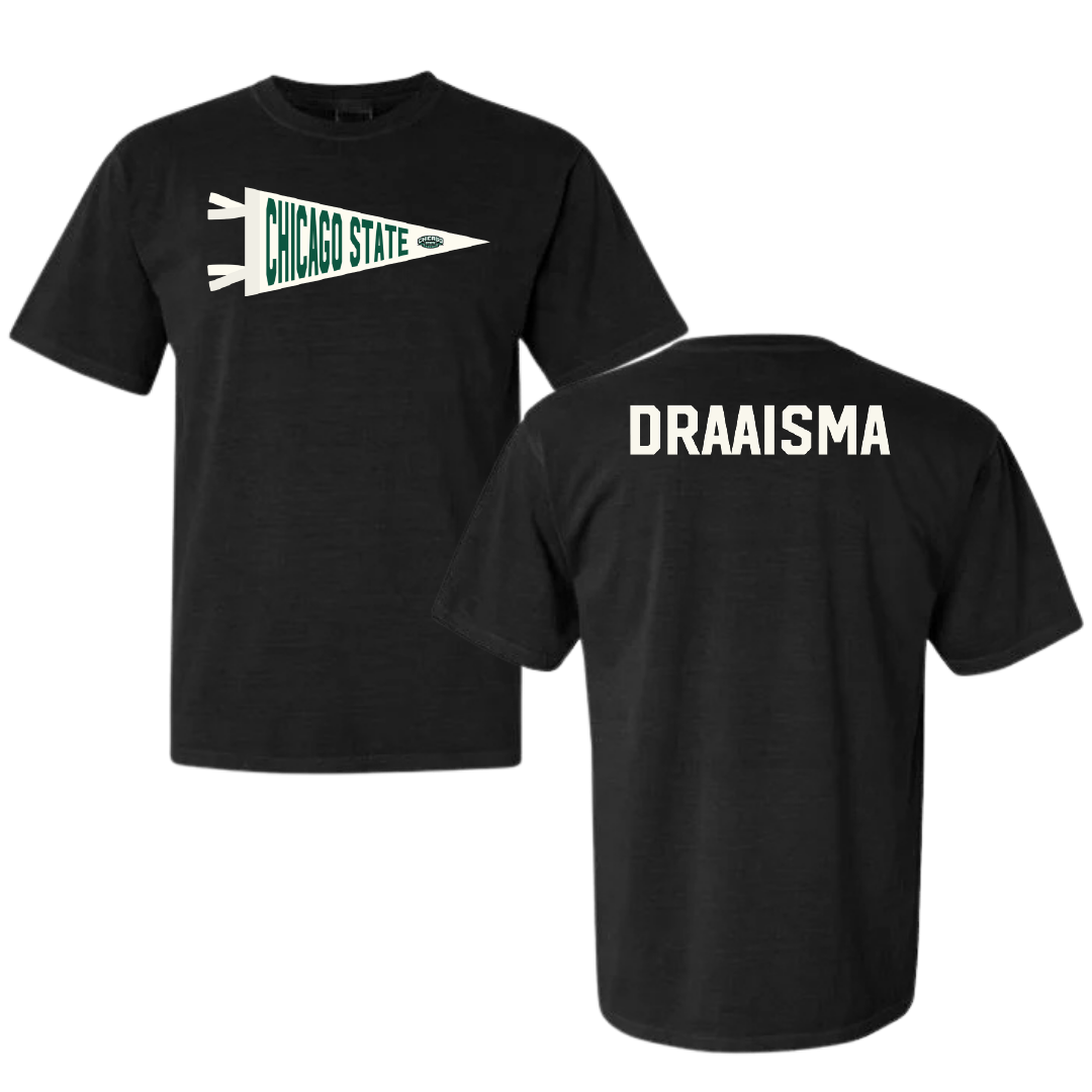 Chicago State University TF and XC Black Pennant Comfort Colors Tee - Jacob Draaisma