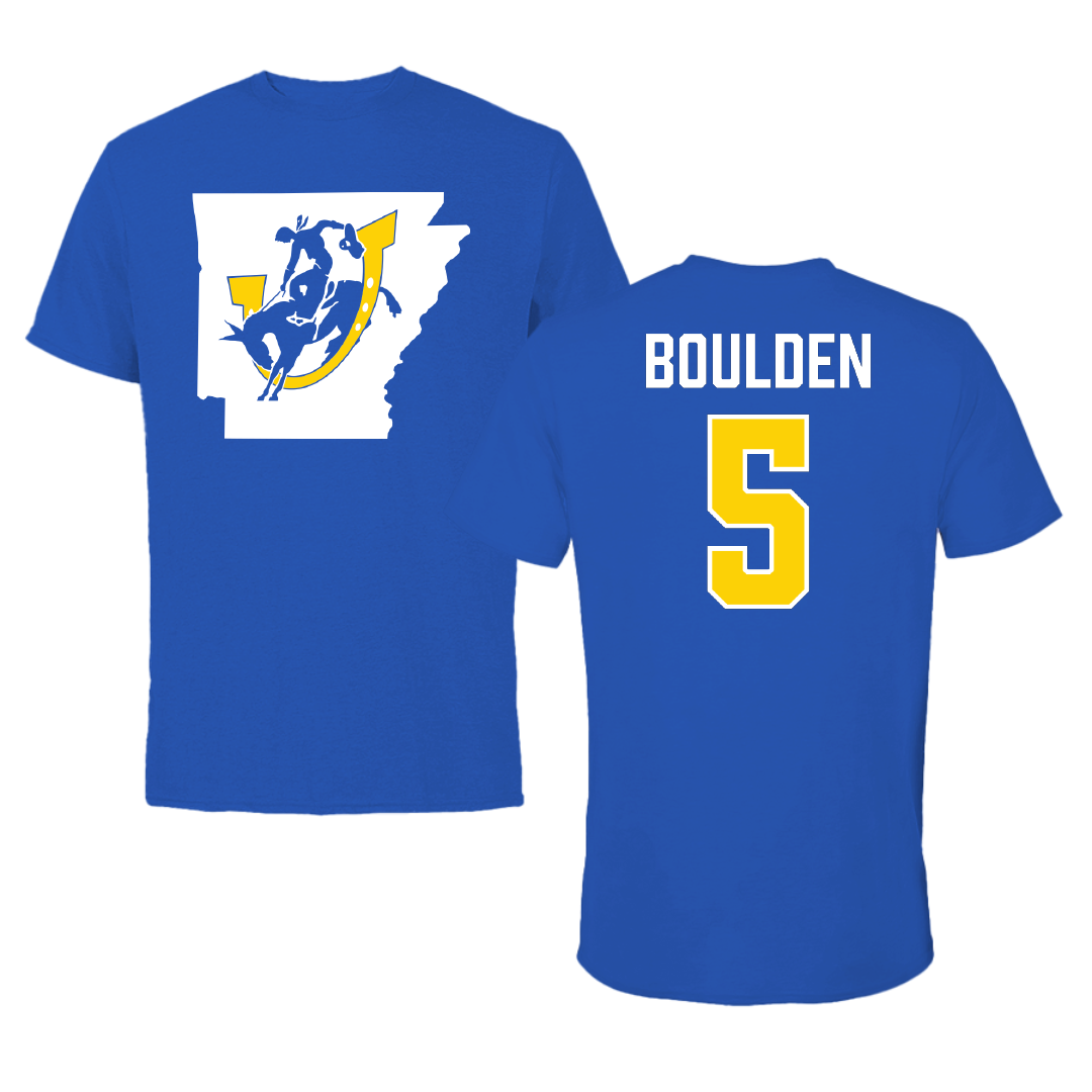 Southern Arkansas University Football Blue State Performance Tee - #5 Bryson Boulden