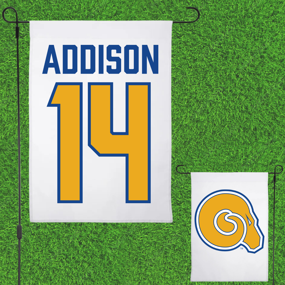 Albany State University Baseball White Garden Flag - #14 Luke Addison