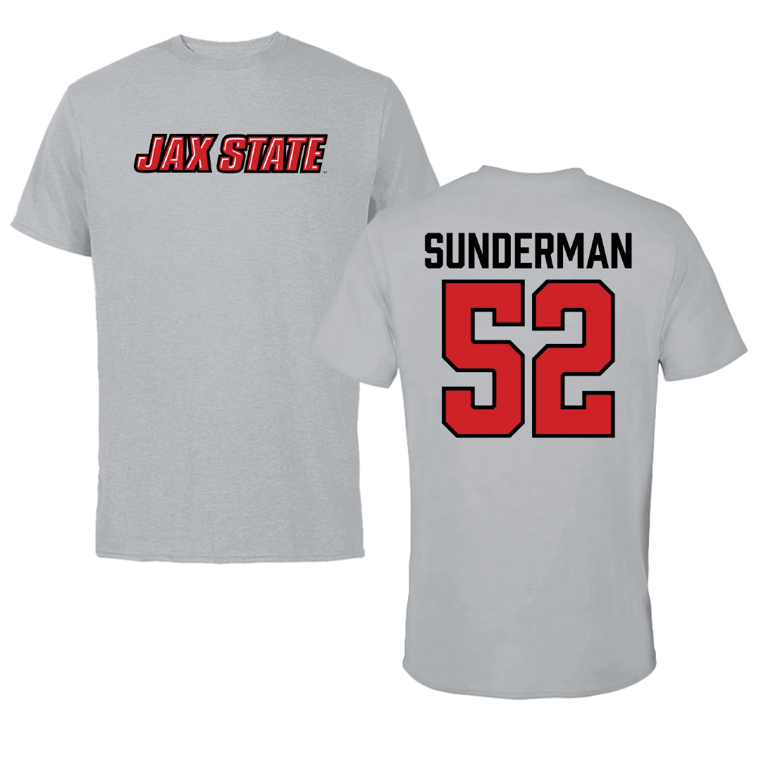 Jacksonville State University Football Sport Gray Tee - #52 Maddox Sunderman