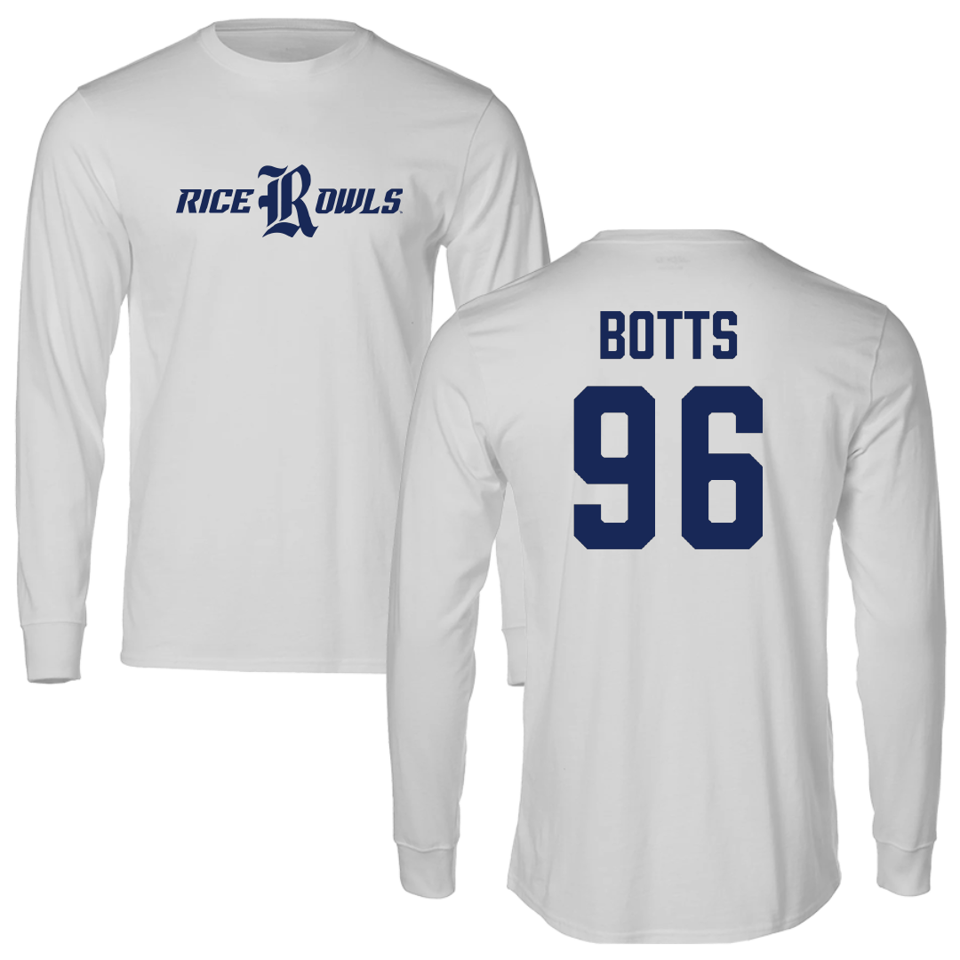 Rice University Football Light Gray Long Sleeve - #96 Dillan Botts