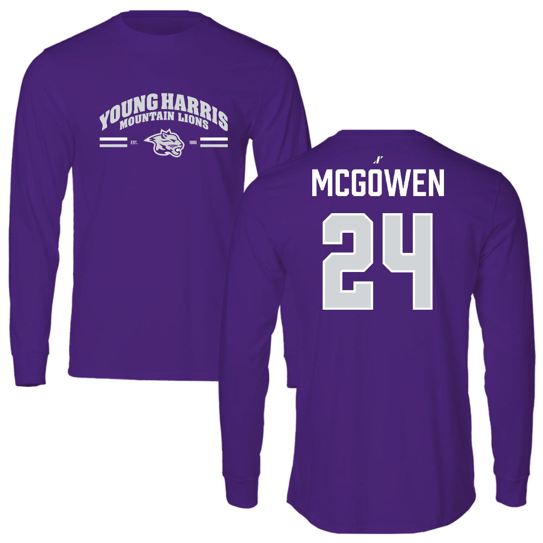 Young Harris College Lacrosse (M) Purple General Performance Long Sleeve - #24 Aidan McGowen