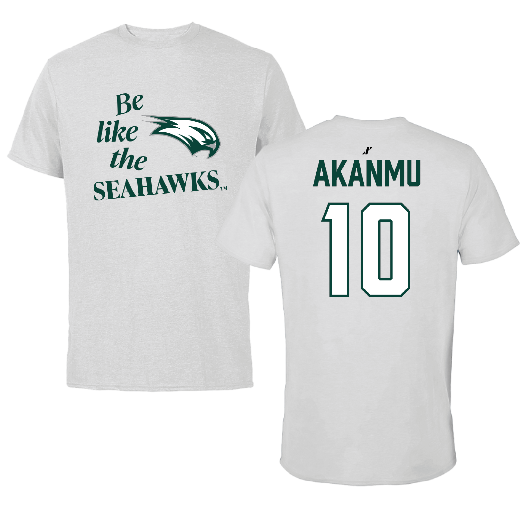 Wagner College Basketball (M) Light Gray Be Like Us Performance Tee - #10 Bryan Akanmu