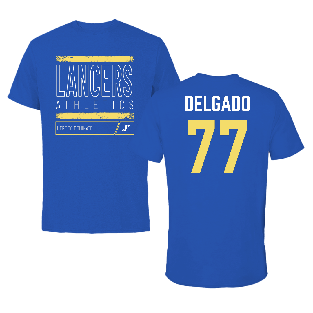 Worcester State University Football Blue Dominate Tee - #77 Gavin Delgado