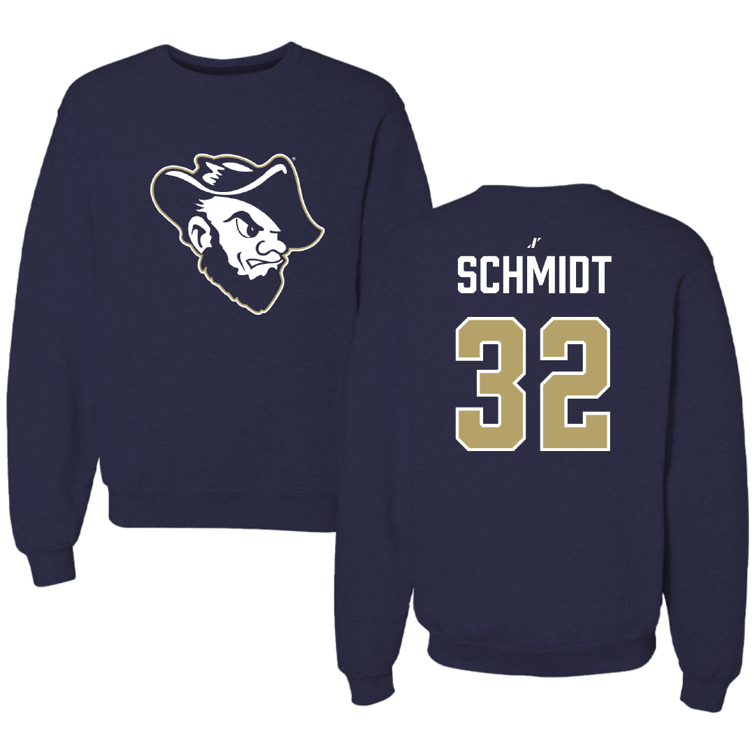 South Dakota Mines Football Navy Crewneck - #32 Harley Schmidt