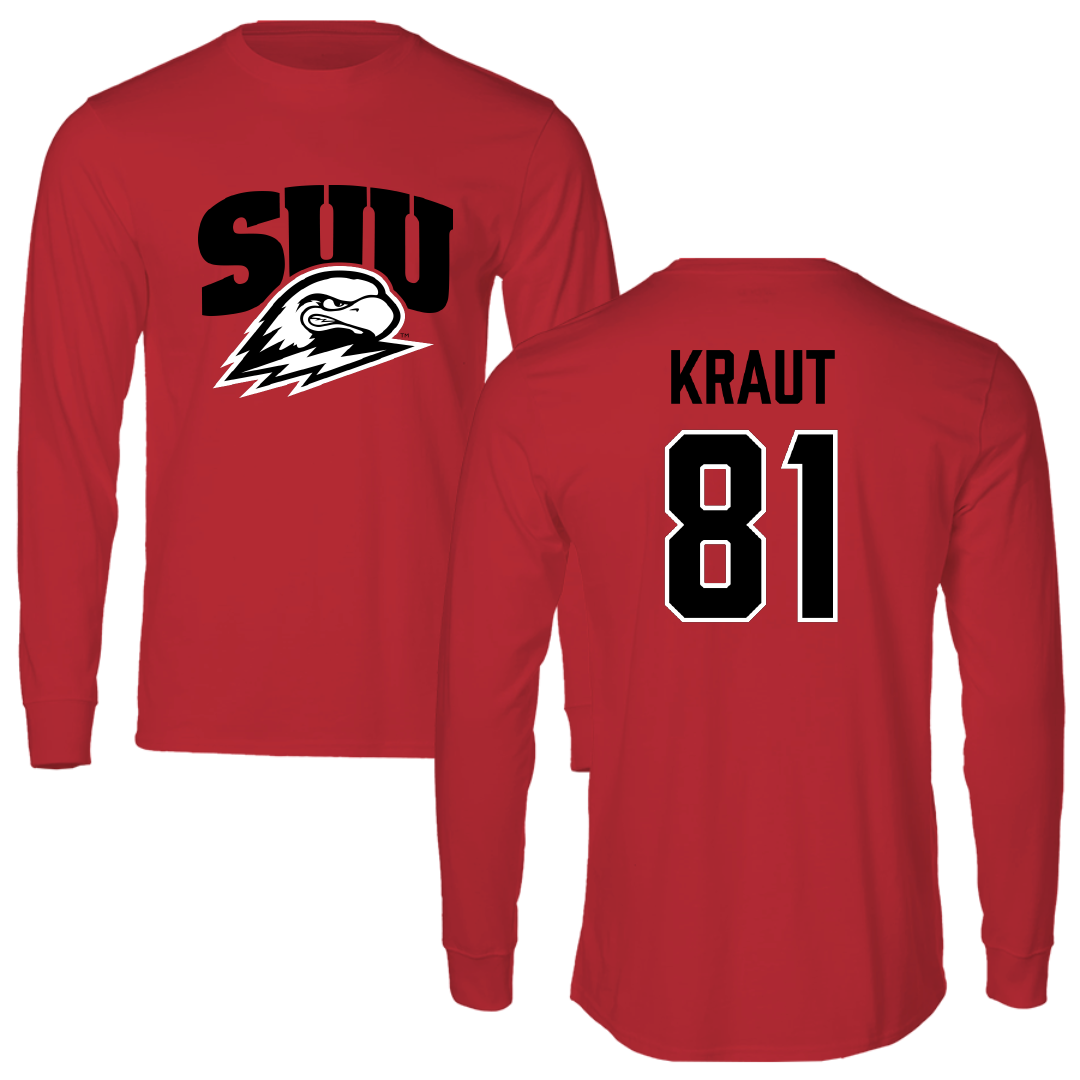 Southern Utah University Football Red Performance Long Sleeve - #81 Anson Kraut