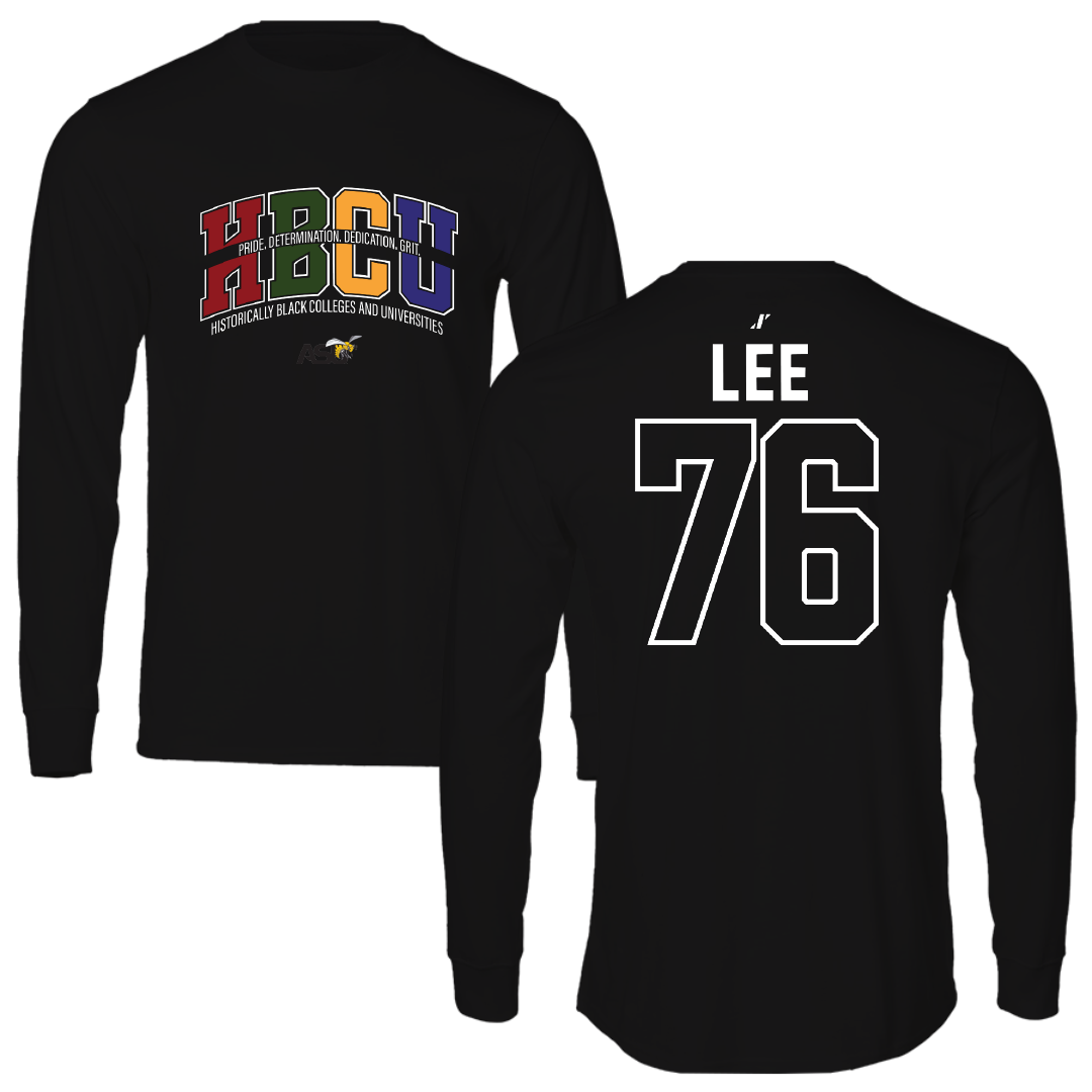 Alabama State University Football Black HBCU Long Sleeve - #76 Marvin Lee