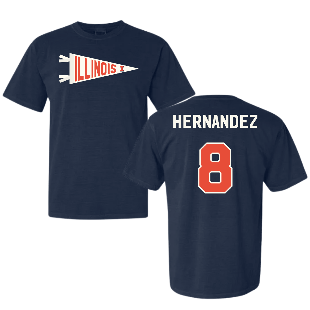 University of Illinois Volleyball Navy Pennant Comfort Colors Tee - #8 Averie Hernandez