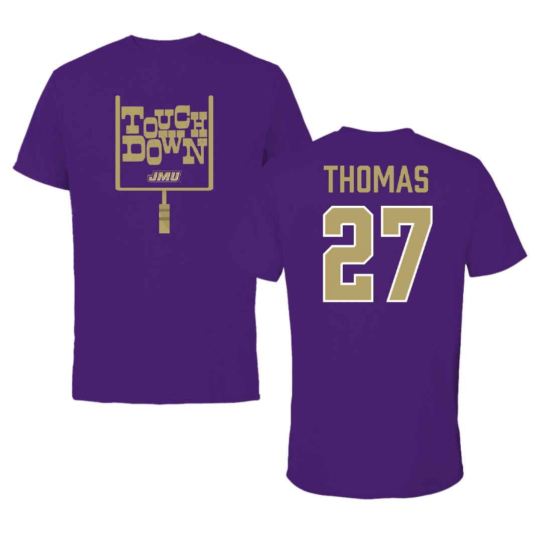 James Madison University Football Purple Touchdown Tee - #27 Jacob Thomas