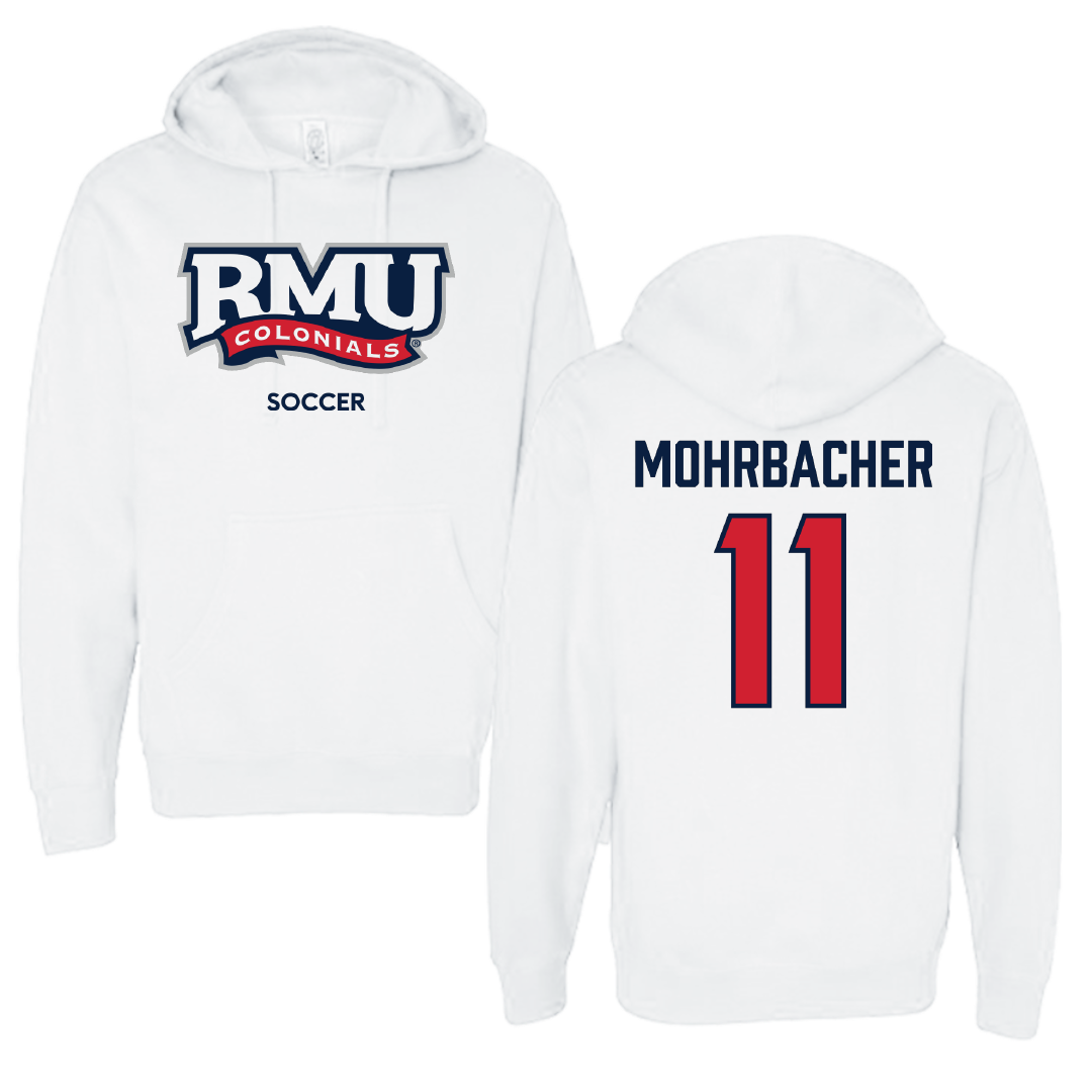Robert Morris University Soccer (W) White Colonials Hoodie - #11 Renae Mohrbacher