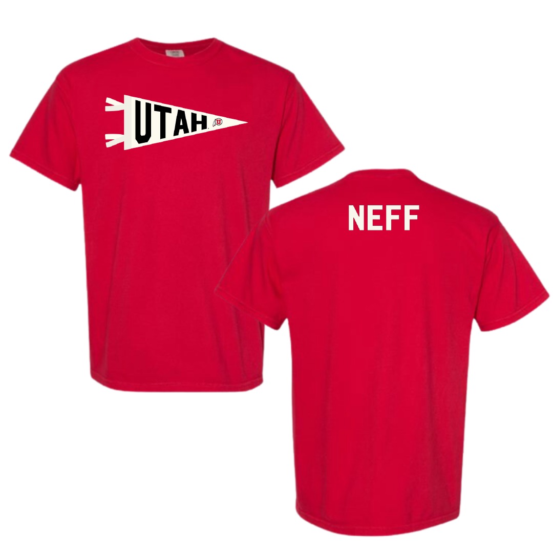 University of Utah Golf Red Pennant Comfort Colors Tee - Zack Neff