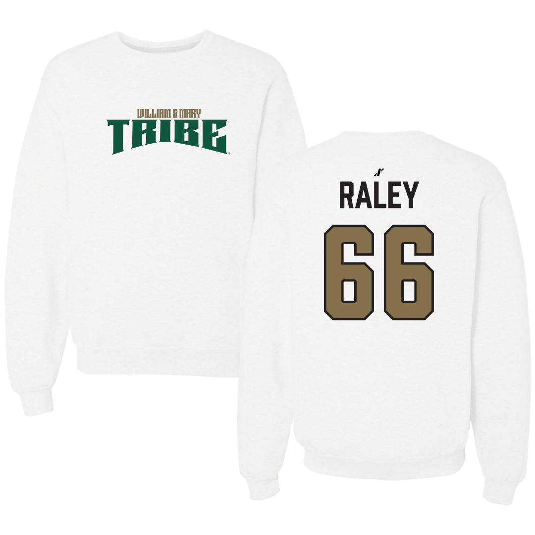 William & Mary Football White Classic Crewneck - #66 Hayden Raley