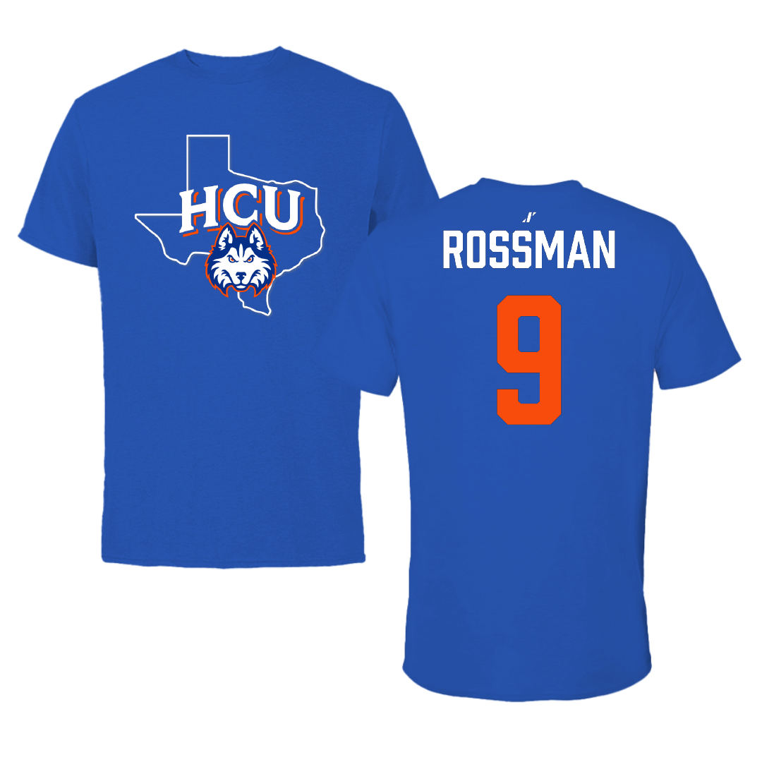 Houston Christian University Soccer Blue State Performance Tee - #9 Olivia Rossman