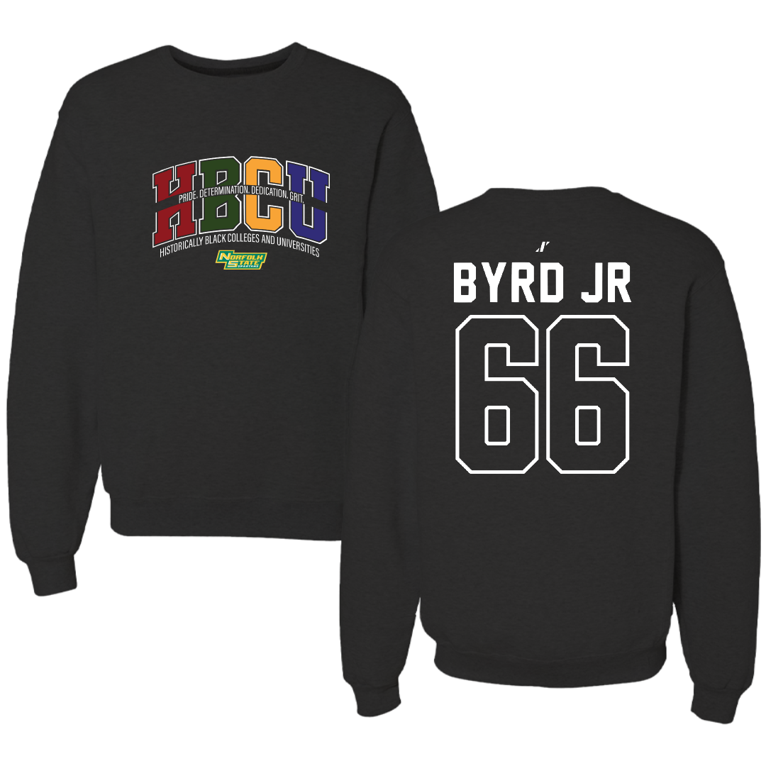 Norfolk State University Football Black HBCU Crewneck - #66 Vincent Byrd Jr