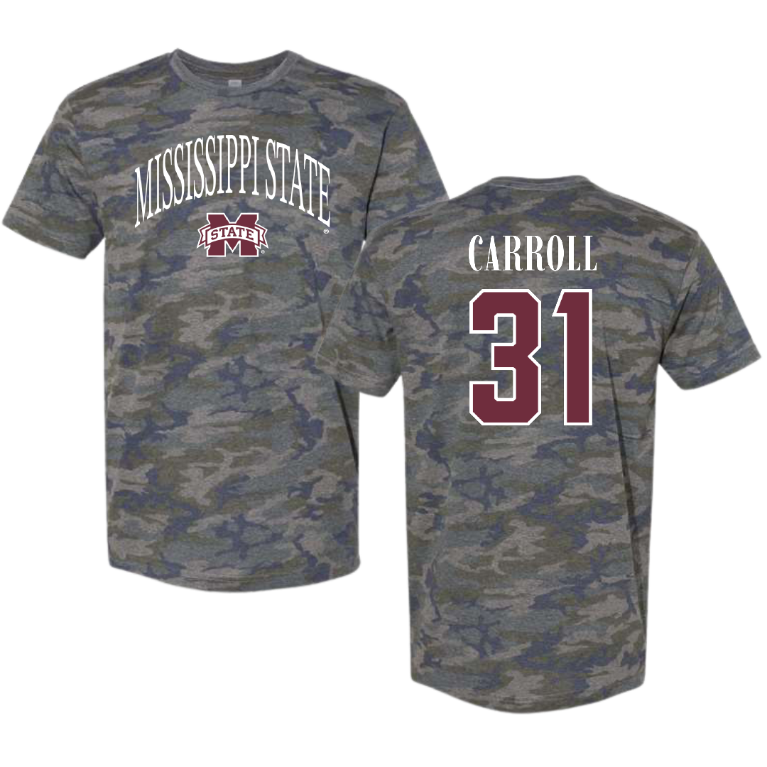 Mississippi State University Softball Vintage Camo Tee - #31 Sydney Carroll