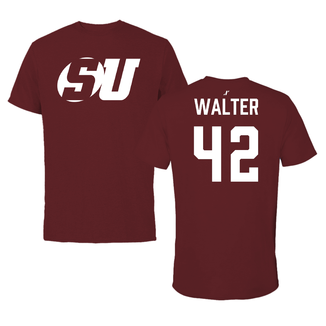 Schreiner University Baseball Maroon Tee - #42 Hunter Walter