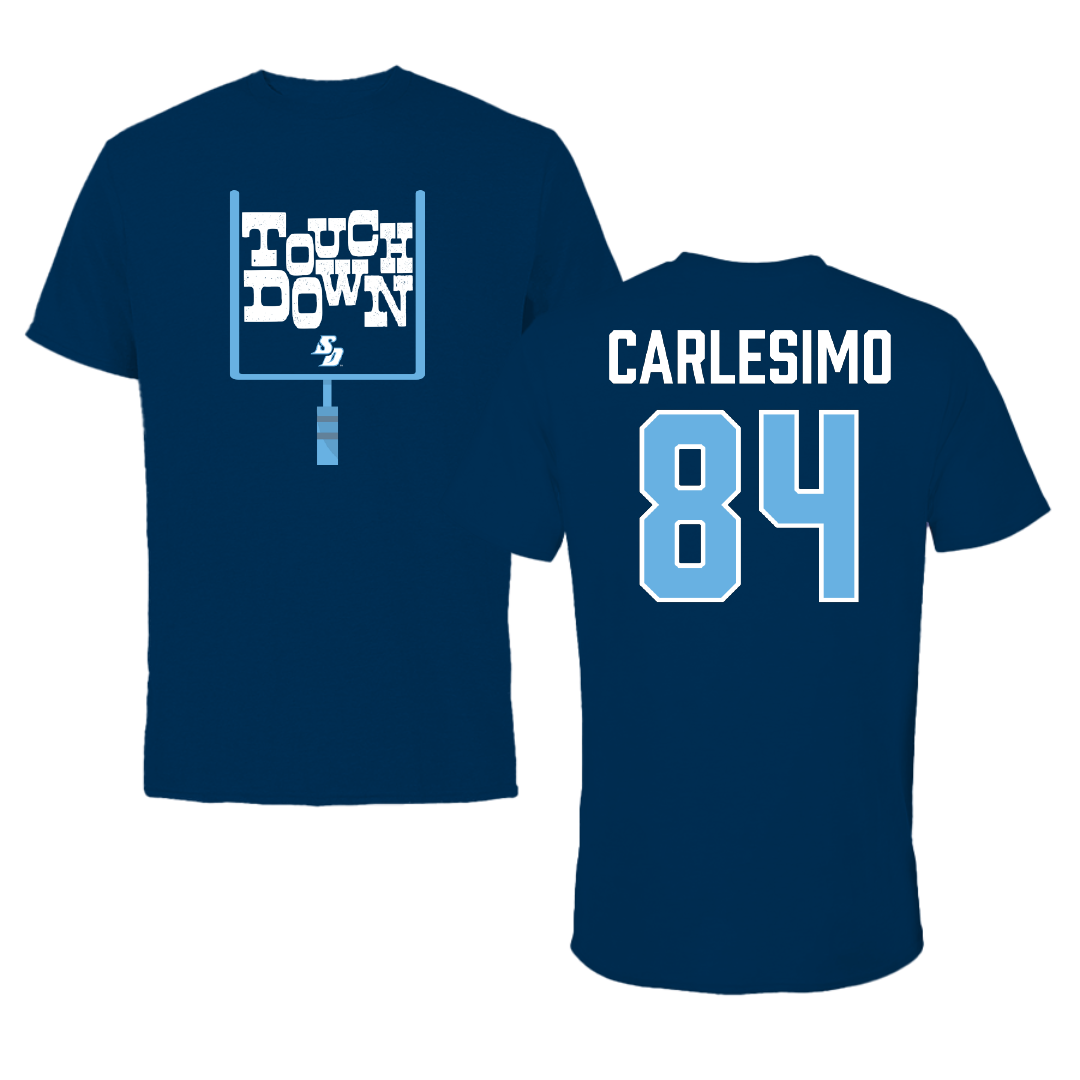 University of San Diego Football Navy Touchdown Performance Tee - #84 Casey Carlesimo