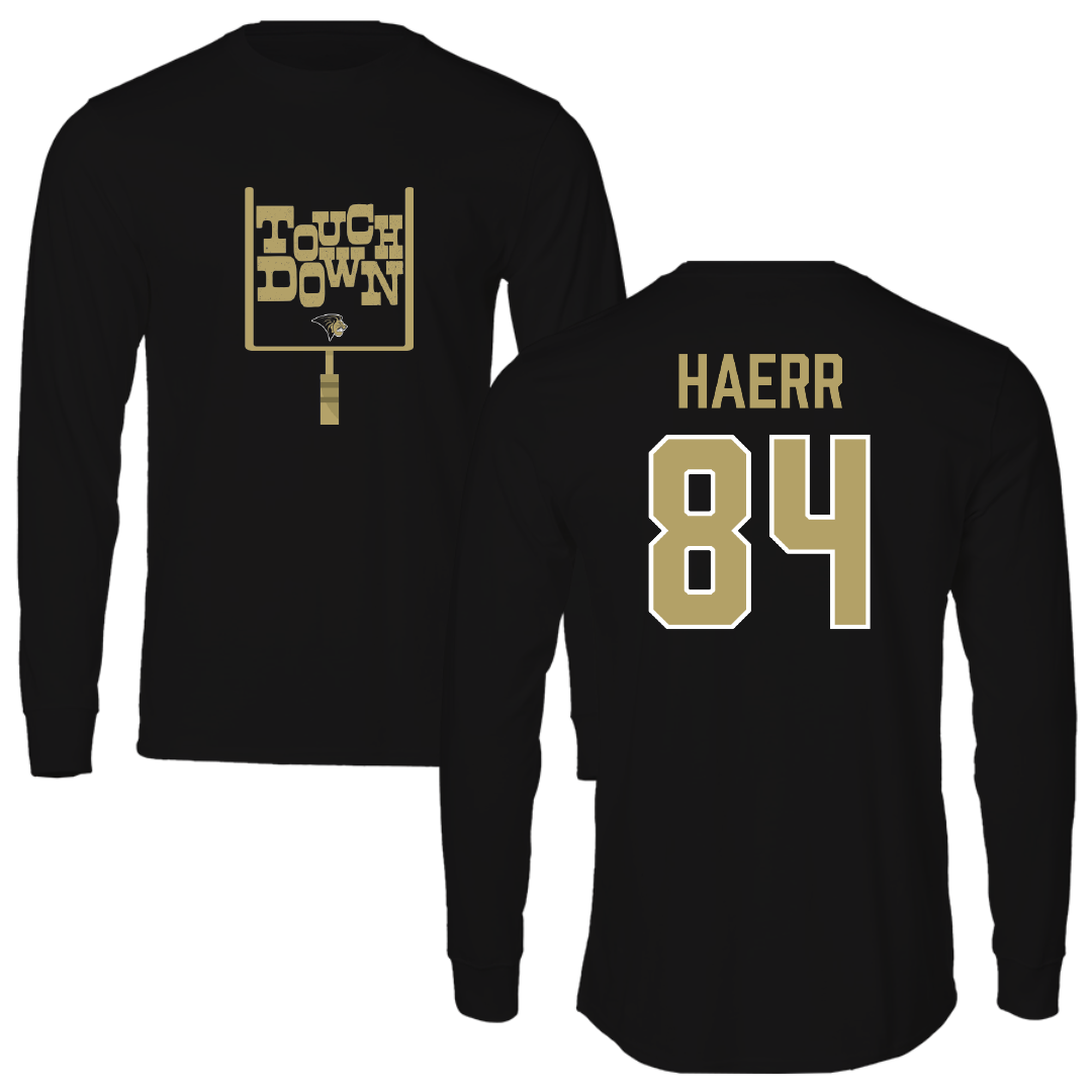 Lindenwood University Football Black Touchdown Performance Long Sleeve - #84 Abe Haerr