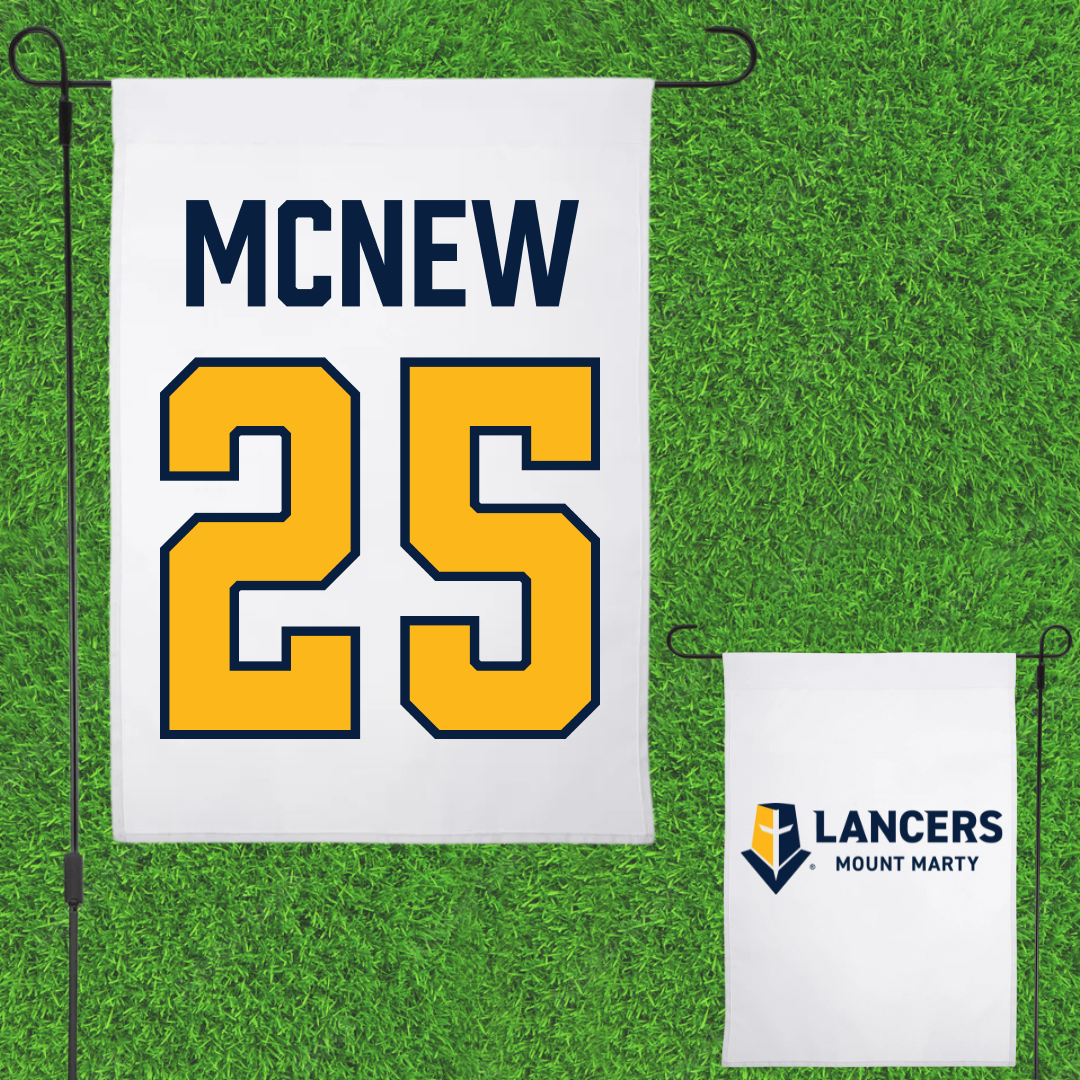 Mount Marty University Softball White Garden Flag - #25 Ella McNew