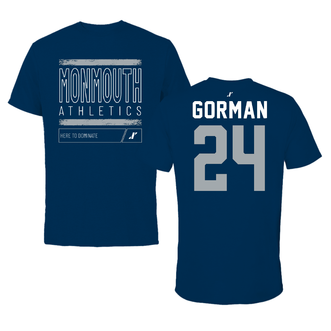 Monmouth University Lacrosse Navy Dominate Performance Tee - #24 Connor Gorman