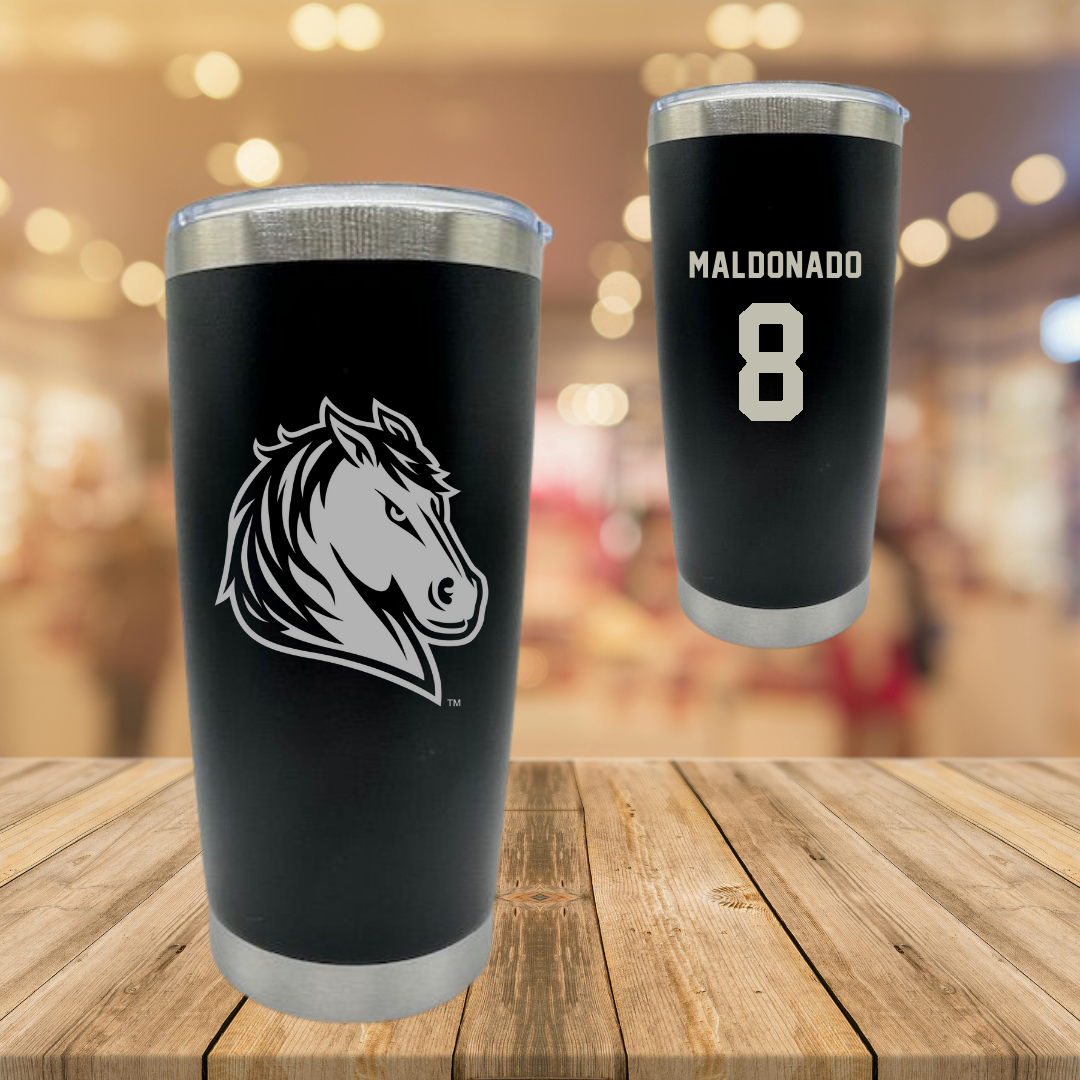 Southwest Minnesota State University Football Black Stainless Steel Tumbler - #8 Diego Maldonado