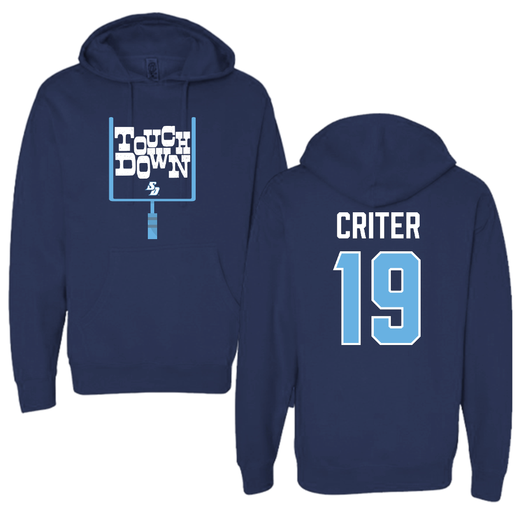 University of San Diego Football Navy Touchdown Hoodie - #19 Adam Criter