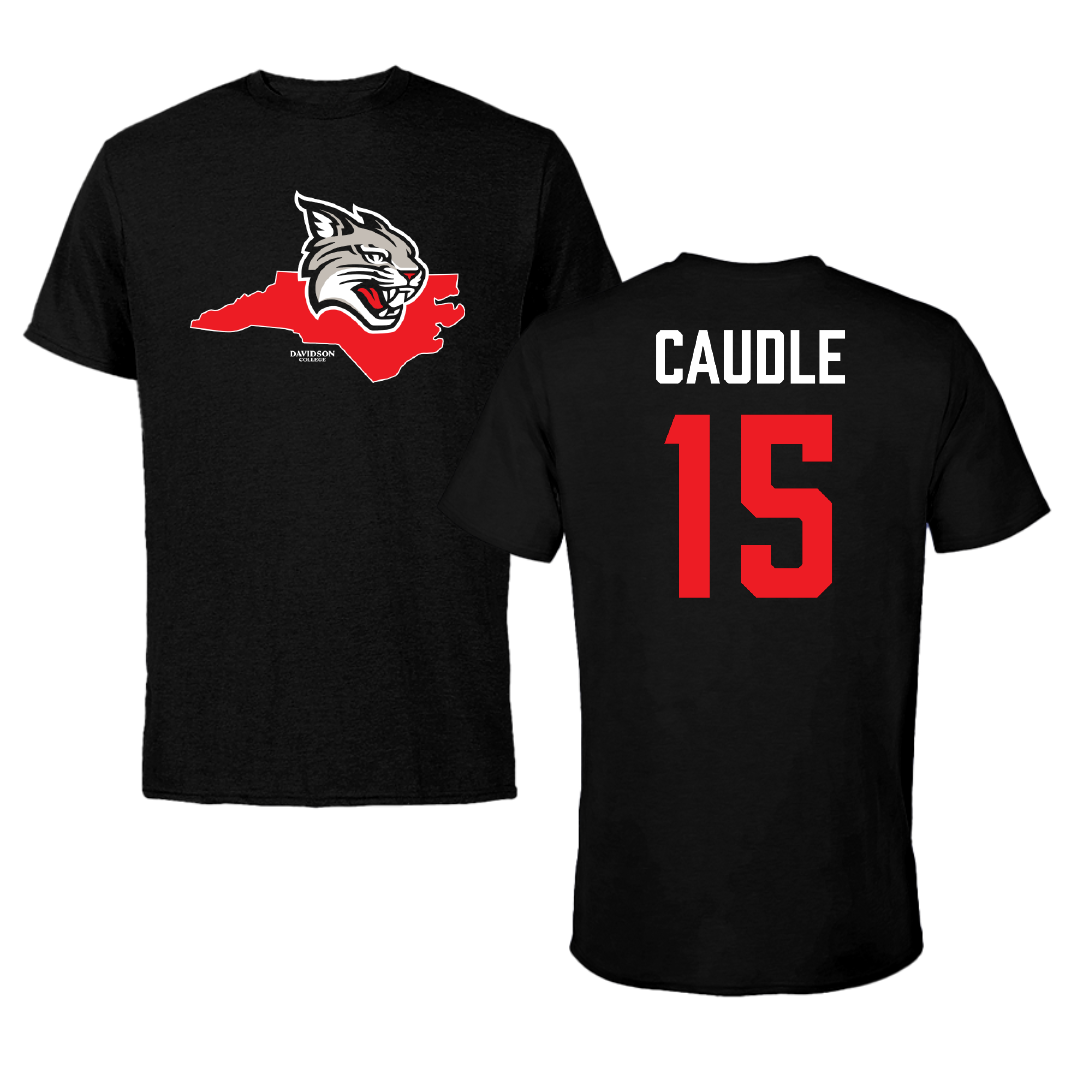 Davidson College Football Black State Tee - #15 Justin Caudle