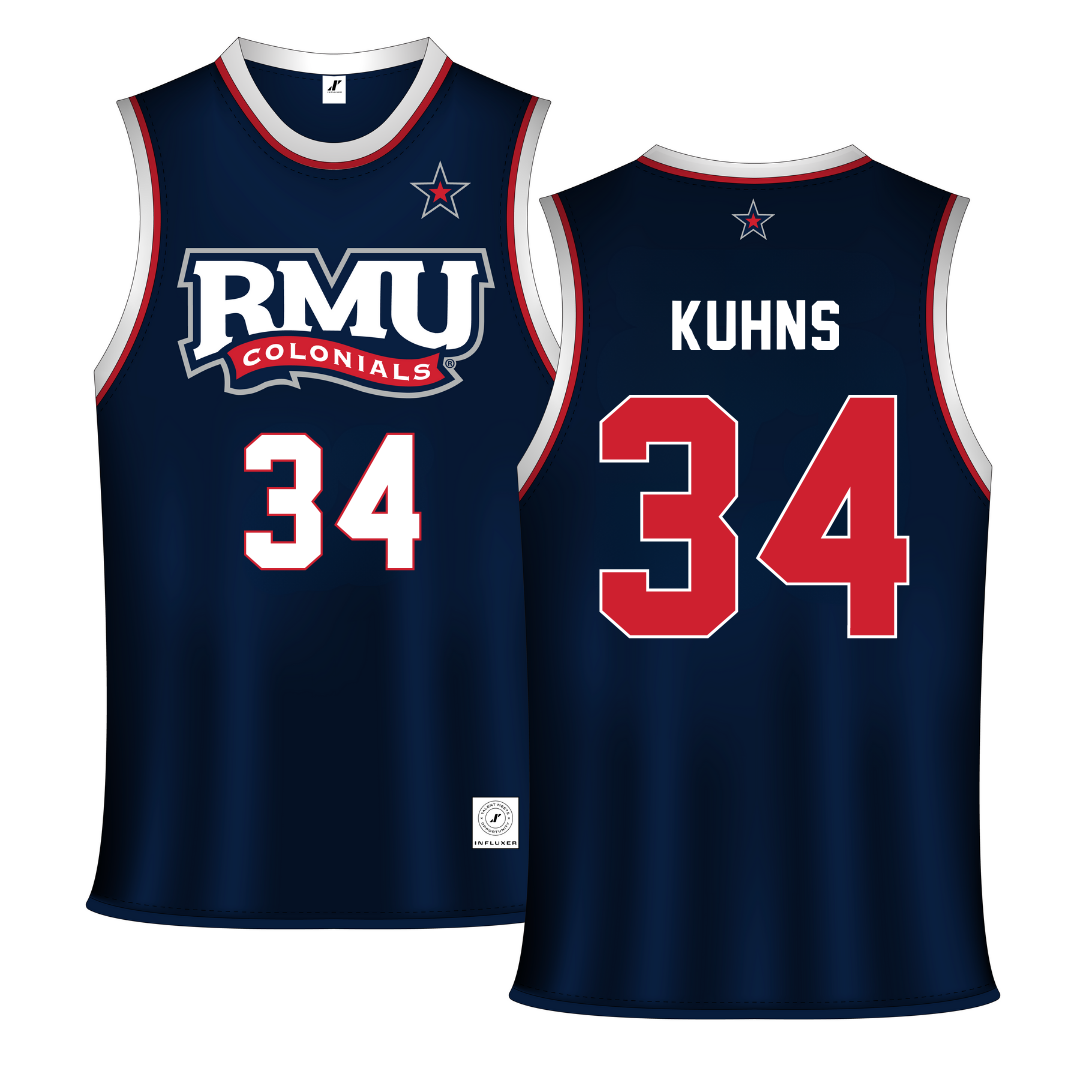 Robert Morris University Navy Basketball Jersey - #34 Bailey Kuhns