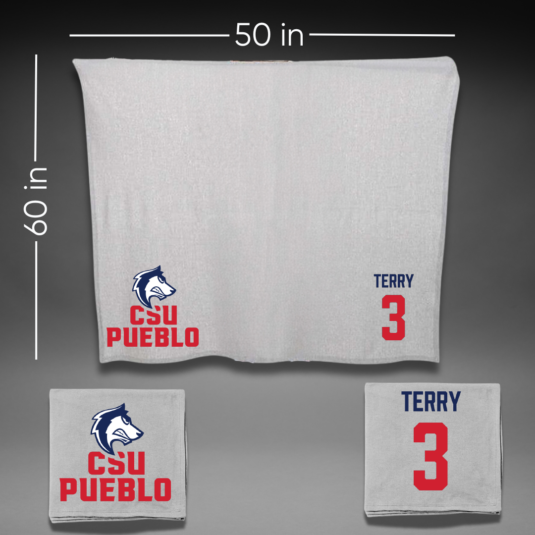 Colorado State University-Pueblo Basketball (M) Gray Blanket - #3 Mac Terry