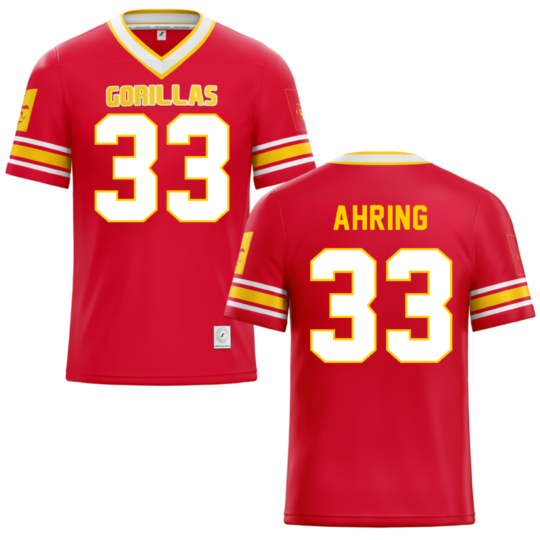 Pittsburg State University Red Football Jersey - #33 William Ahring