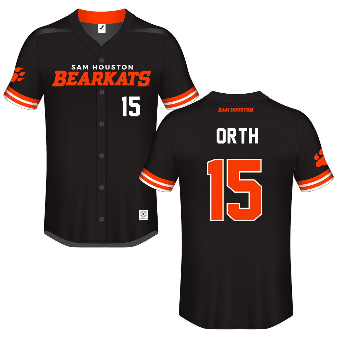 Sam Houston State University Black Button-Down Jersey - #15 Kirby Orth