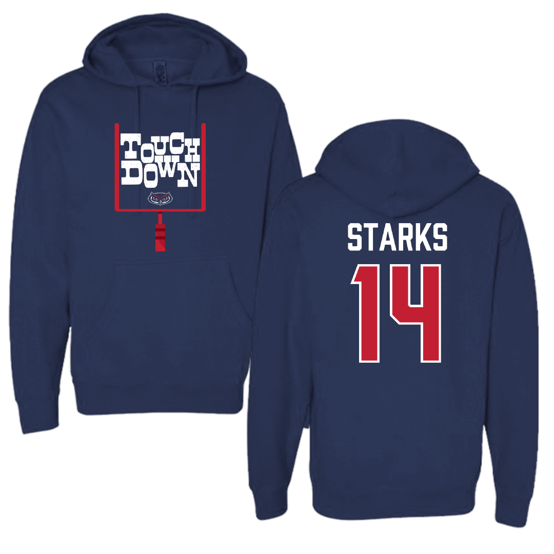 Florida Atlantic University Football Navy Touchdown Hoodie - #14 Tyriq Starks