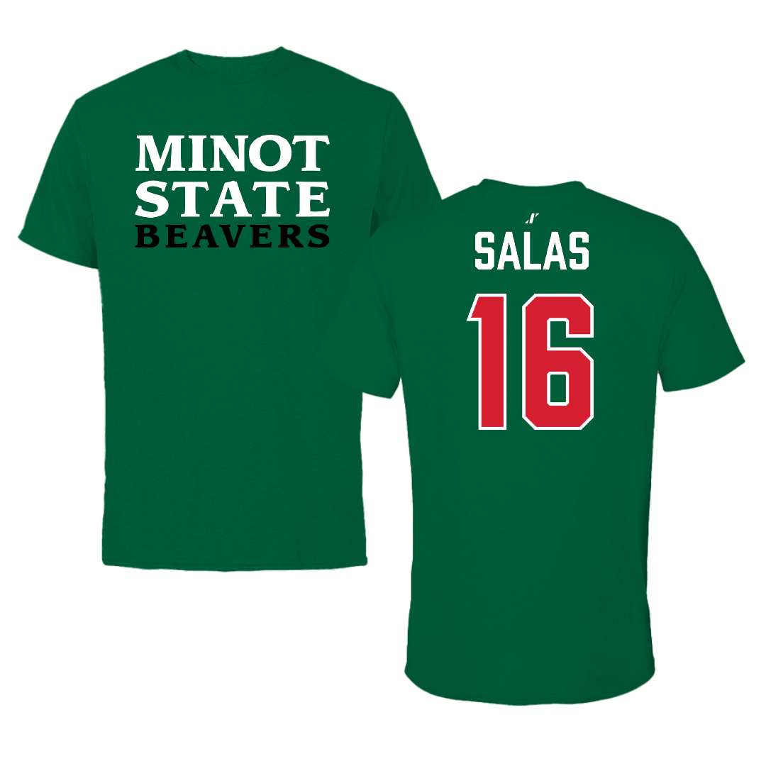 Minot State University Soccer (W) Green Performance Tee - #16 Leah Salas