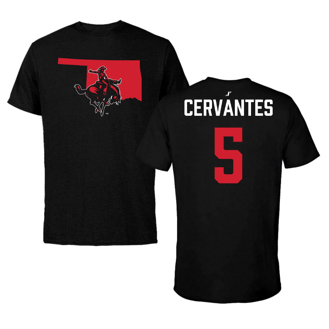 Northwestern Oklahoma State University Football Black State Tee - #5 Jayden Cervantes