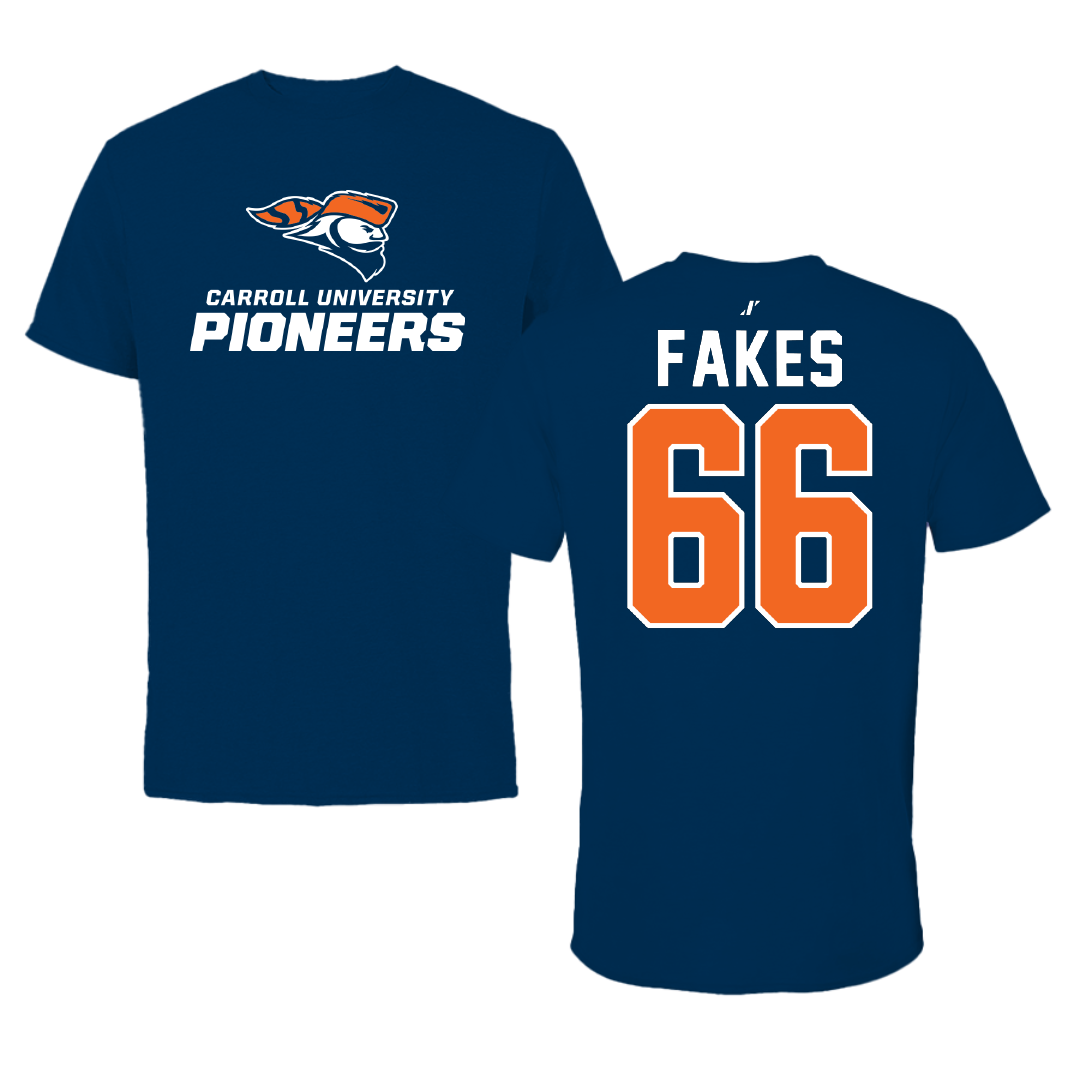 Carroll University Football Navy Tee - #66 Colton Fakes