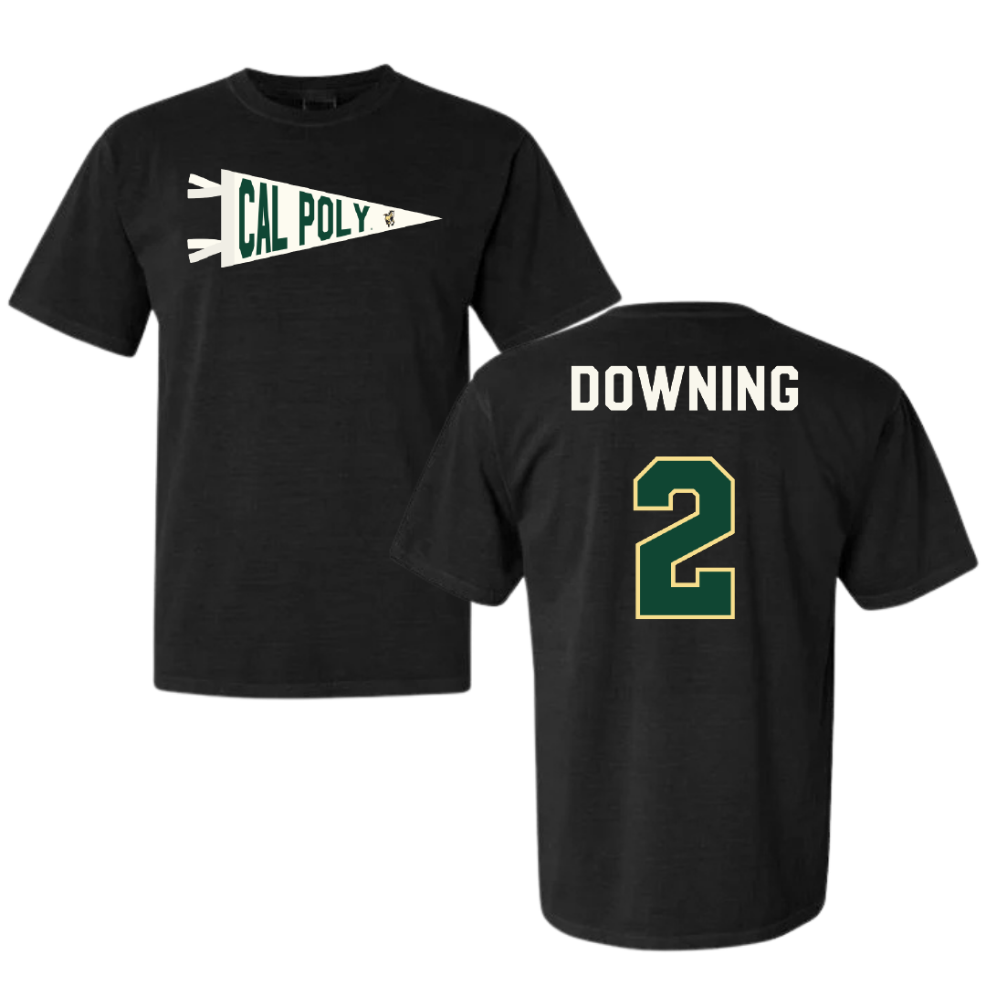 Cal Poly Baseball Black Pennant Comfort Colors Tee - #2 Jake Downing