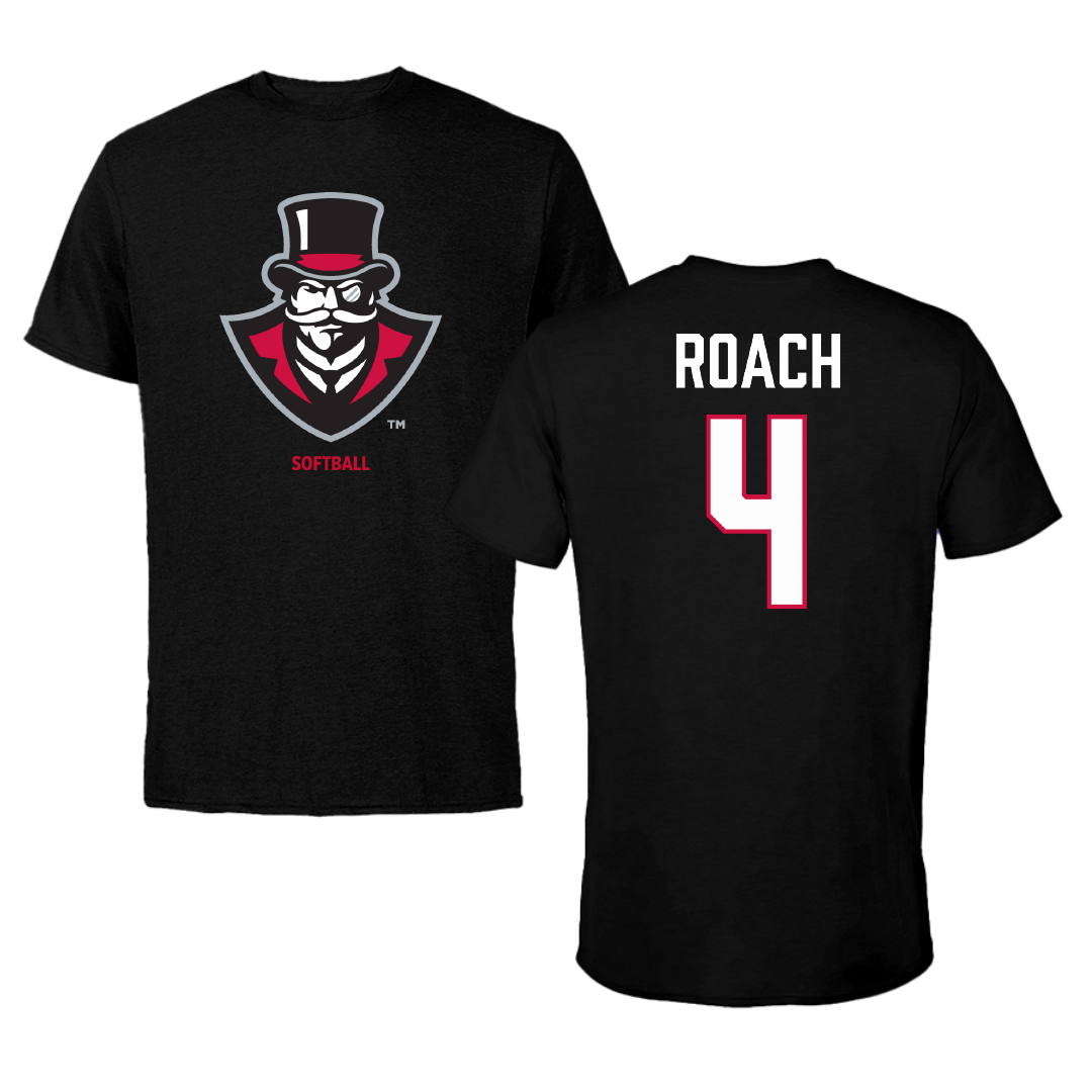 Austin Peay State University Softball Black Tee - #4 Raylon Roach