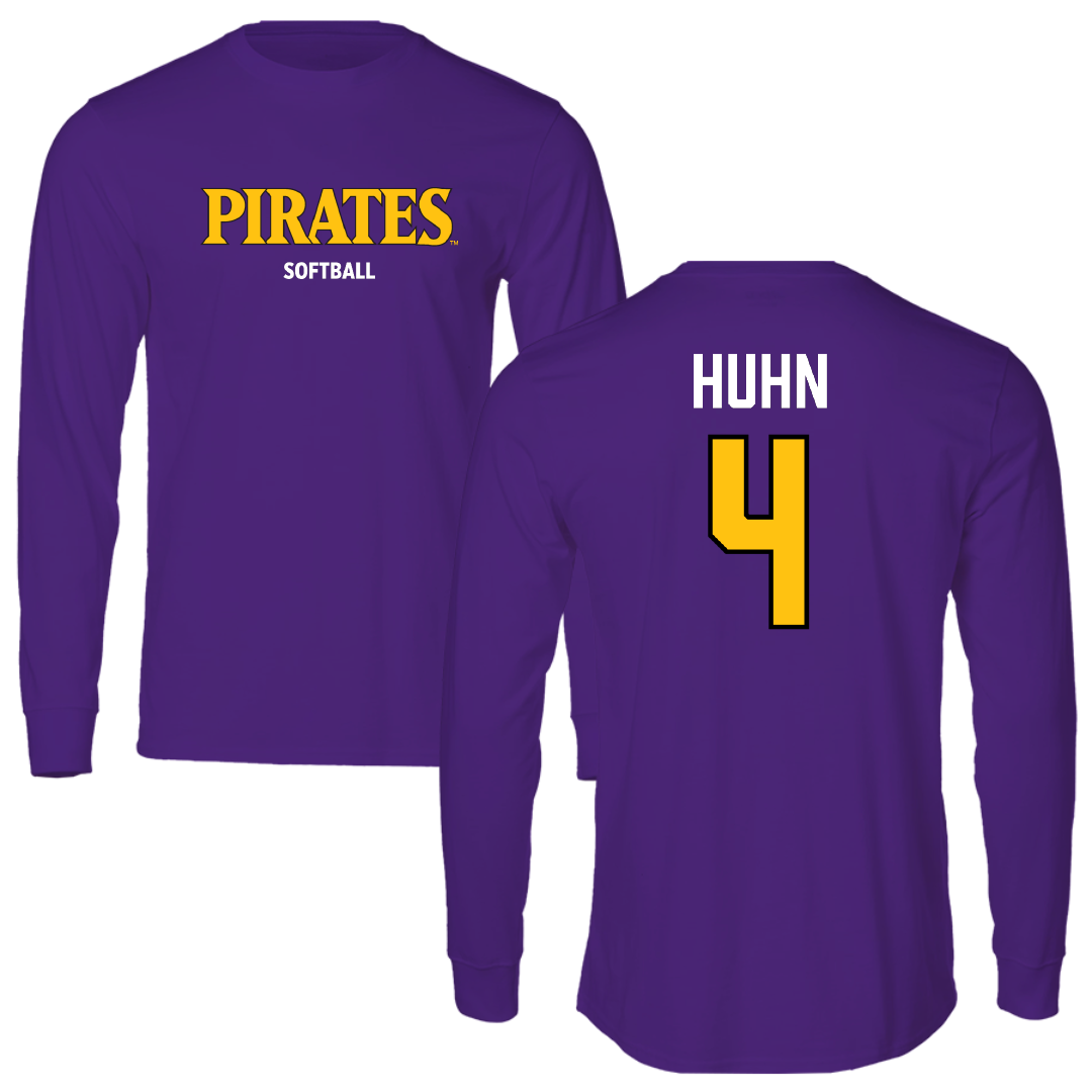 East Carolina University Softball Purple Performance Long Sleeve - #4 Abby Huhn