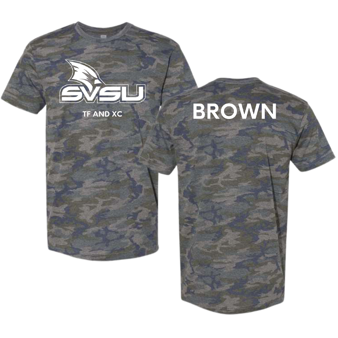 Saginaw Valley State University TF and XC Vintage Camo Tee - Jordon Brown