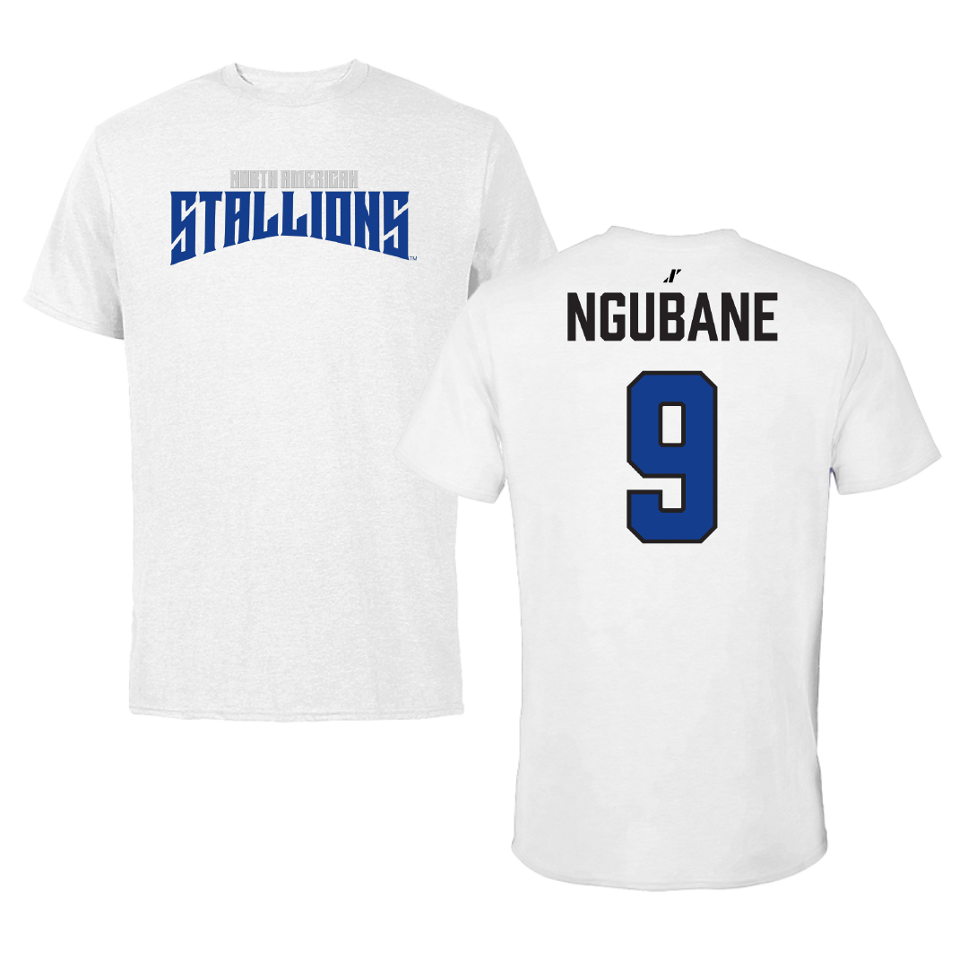 North American University Soccer White Classic Tee - #9 Nhlaka Ngubane
