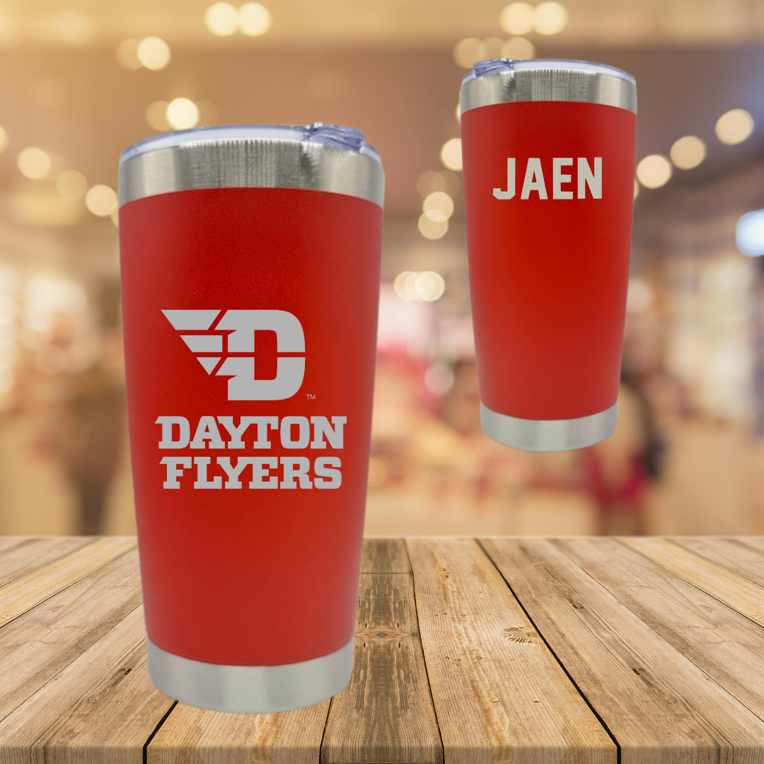University of Dayton Tennis (M) Red Stainless Steel Tumbler - Dylan Jaen
