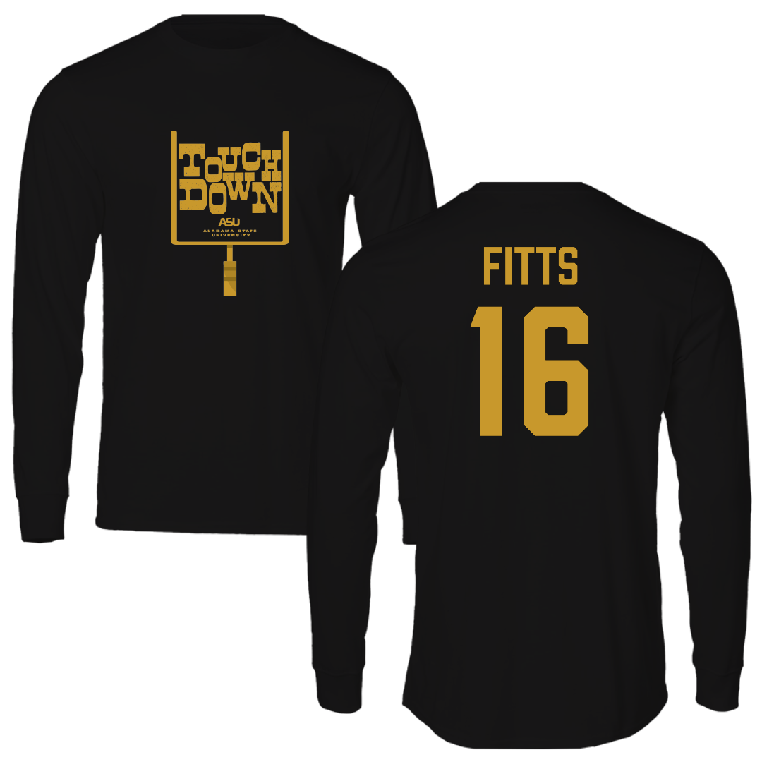 Alabama State University Football Black Touchdown Performance Long Sleeve - #16 Adrian Fitts