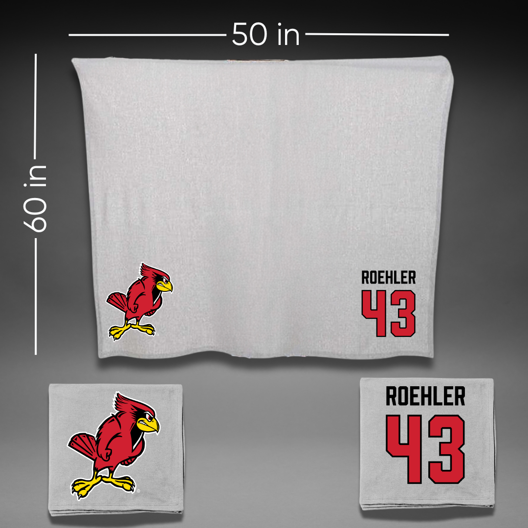 Illinois State University Baseball Gray Blanket - #43 Trenton Roehler