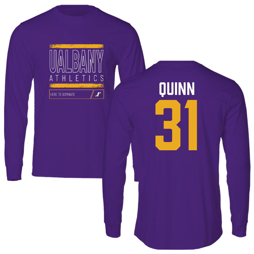 University at Albany Baseball Purple Dominate Performance Long Sleeve - #31 Thomas Quinn