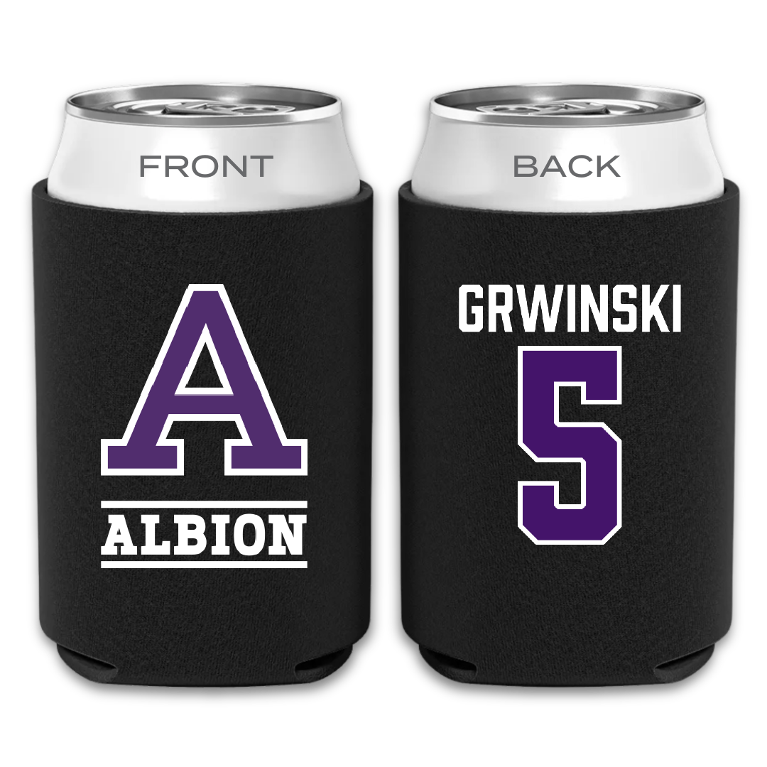 Albion College Football Black Can Cooler - #5 Logan Grwinski