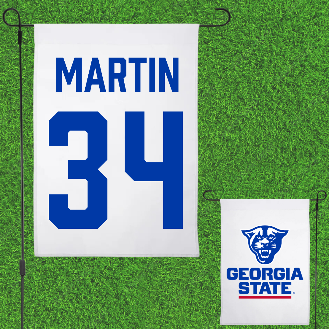 Georgia State University Baseball White Garden Flag - #34 Jayden Martin